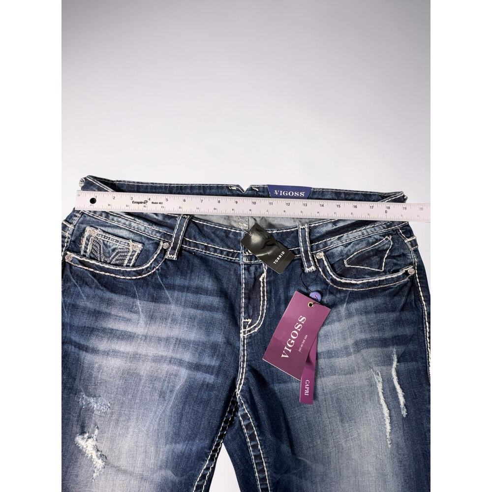 Vigoss Dublin Capri Jeans Womens Size 18 NWT Distressed Blue Denim - Picture 3 of 8